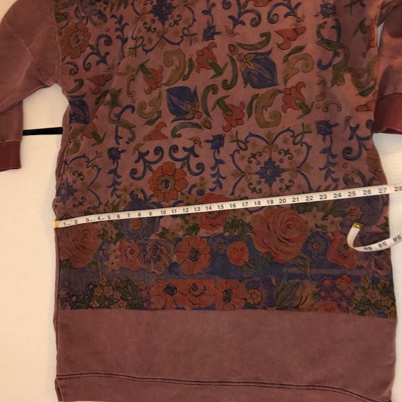 Womens Autumn Loose Fitting Printed Floral Patchwork Hooded Cotton Dress - Picture 7 of 16